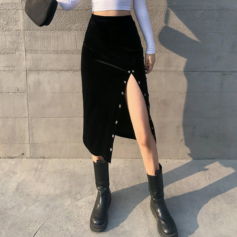 Velvet midi shop pencil skirt