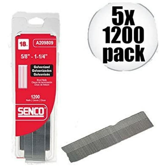 Senco A209809 5X 1200Pk Galvanized Brads Variety 18 Ga X 5/8 Inch-1/4 Inch.