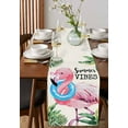 thumbnail image 4 of nqOlkjepod Summer Pink Flamingo Table Runner 120 Inches Long Farmhouse Dress Scarves, Beach Tropical Palm Leaves Dining Tablerunner for Coffee Table/Kitchen Island/Party Décor, 13" x 120", 4 of 8