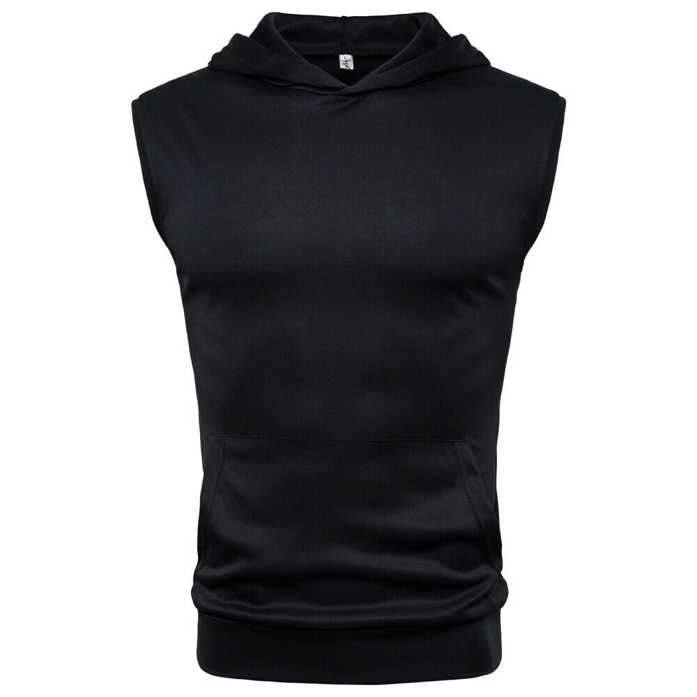 Mens Muscle Hoodie Tank Top Bodybuilding Gym Workout Sleeveless Vest T ...