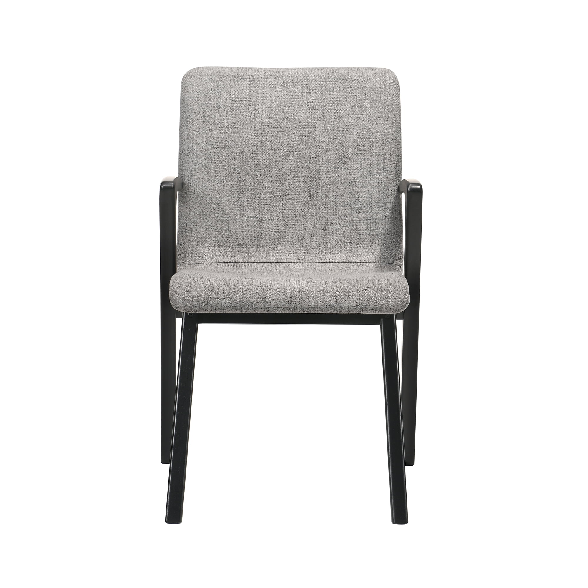 Varde Mid-Century Modern Dining Accent Chair with Black Finish and Grey Fabric - Set of 2