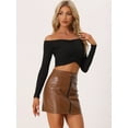 thumbnail image 2 of DARING DIVA Women's A-Line Zipper Front High Waist Mini Skirt L Brown, 2 of 6