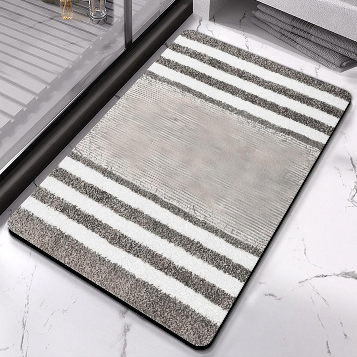 Enjoy Luxury with Our Striped Microfiber Bathroom Rugs, Extra Thick and Absorbent 20x32 inch Bath Mat, Anti-Slip for Safety, Machine Washable for Tub & Shower