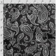 thumbnail image 3 of Soimoi Asian Paisley Print, Poly Taffeta Fabric, Decor Sewing Fabric by The Yard 56 Inch Wide, Decorative Fabric for Outdoor Upholstery, Umbrellas and Home Accents, Black&White, 3 of 5