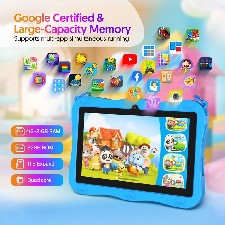 FITIFUN Kids Tablet 7 inch Android 13 Tablets,4(2+2)GB RAM 32GB