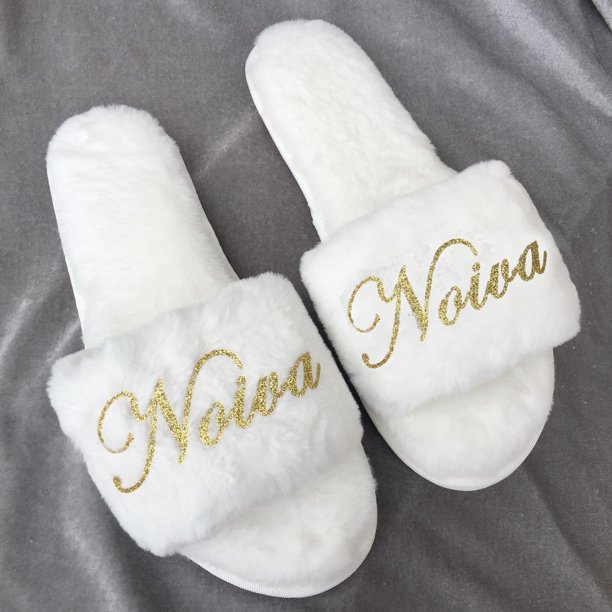 Sandalias Flurry personalizadas para mujer, sandalias de casa para mujer, regalo de cumpleaños, mejor amiga, boda, novia, dama de honor, regalos, 1 par