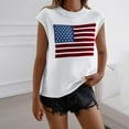 thumbnail image 2 of Women Tank Knit Tops Tshirts American Flag Tshirt Round Neck Blouses Summer Clothing Fashion Tee, 2 of 6