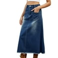 thumbnail image 3 of JLFKNG Skirts For Women Casual Denim Skirts Breathable Loose Fit Buttons High Waist Wide Leg Skirts Womens Dailywear, 3 of 7