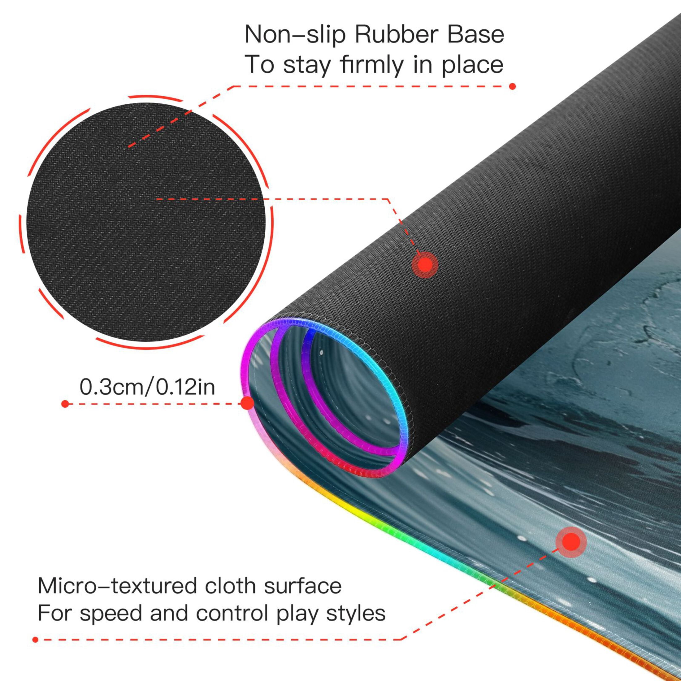 Large RGB Gaming Mouse Pad Led Glowing Mousepad Non-Slip Rubber Base 13 Light Modes 31.5x11.8 Sea Wave