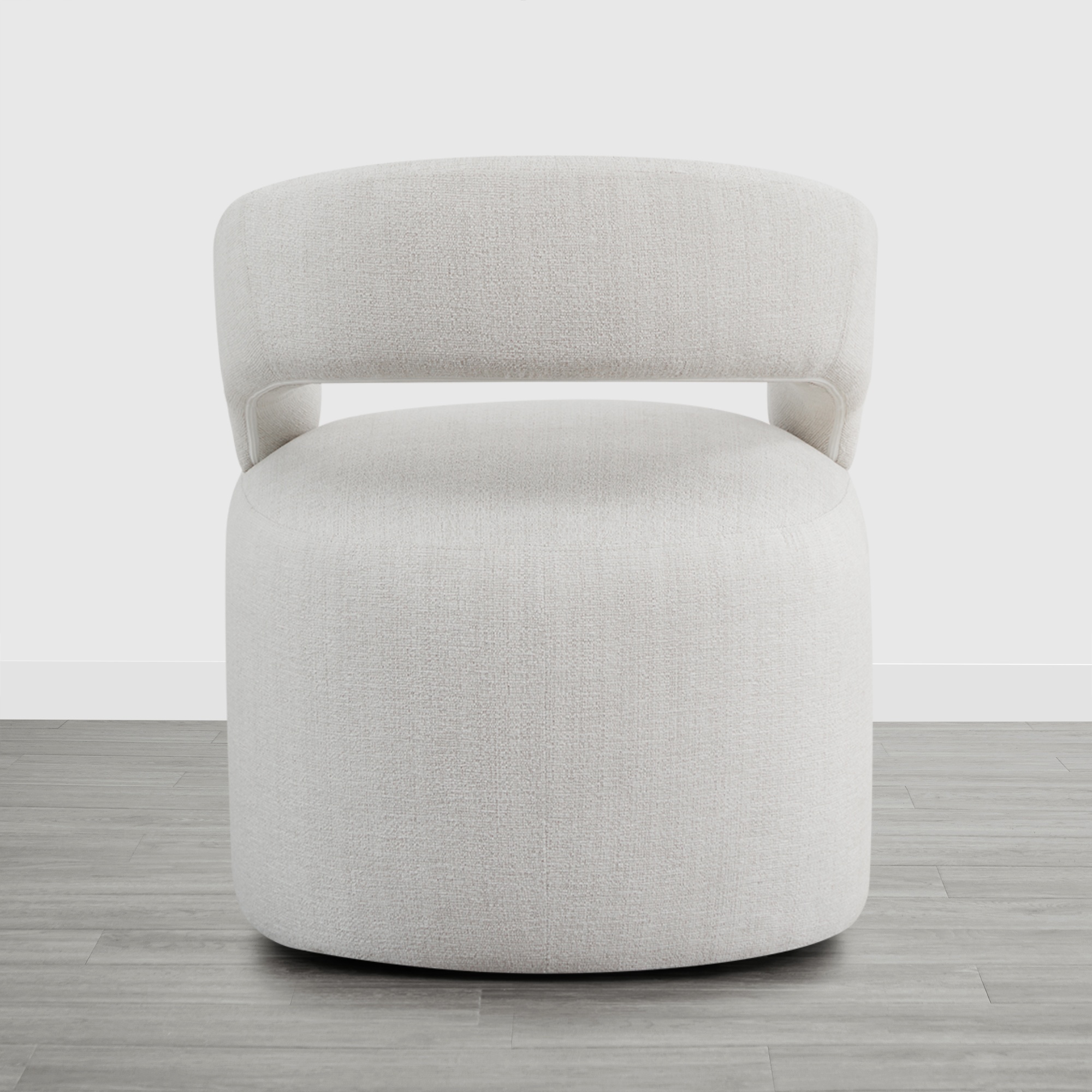 Spruce & Spring Upholstered Dining Chair with Open Back and Hidden Casters, Single, Linen