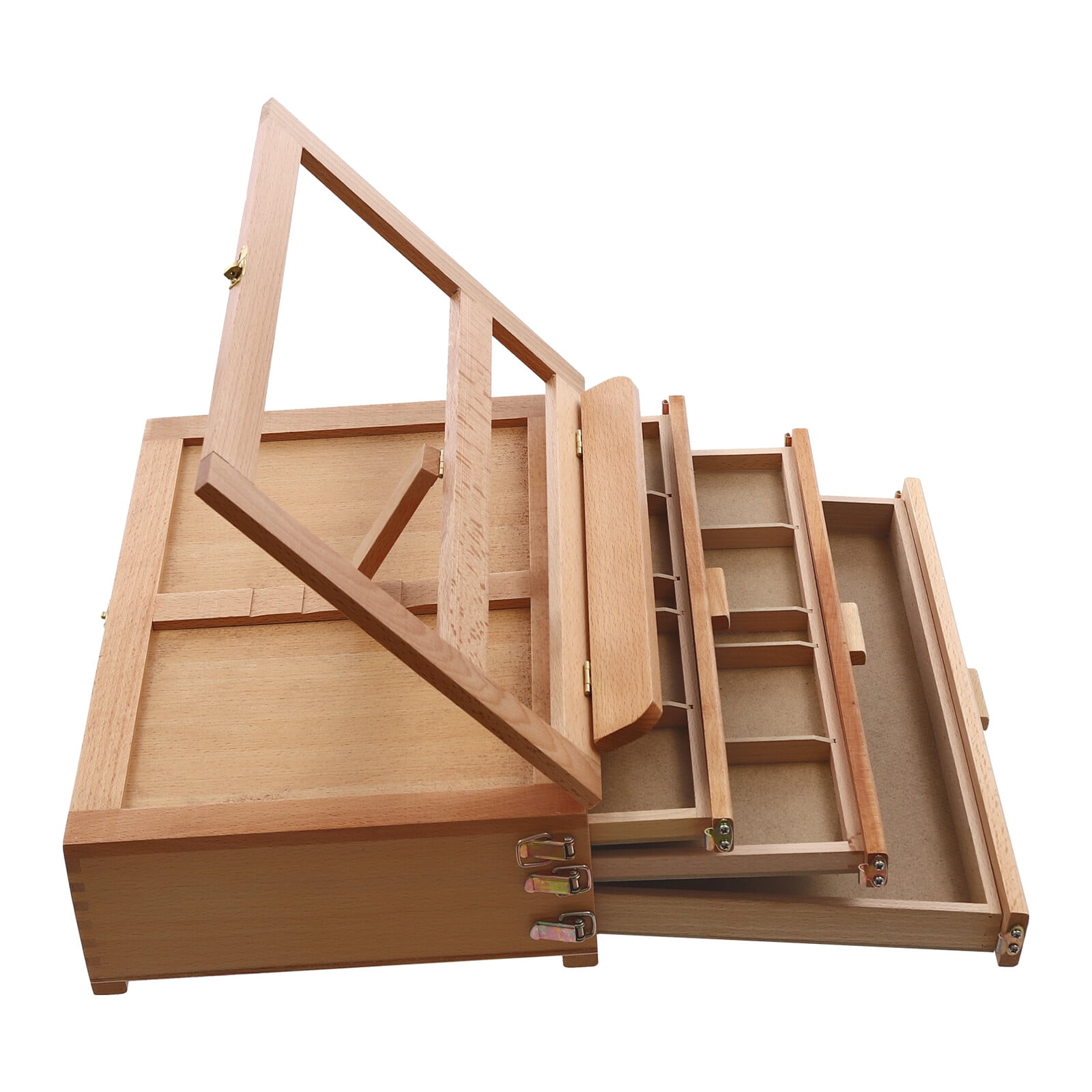 Wooden Painting & Drawing Table Foldable Easel Painting Board Stand with Drawers