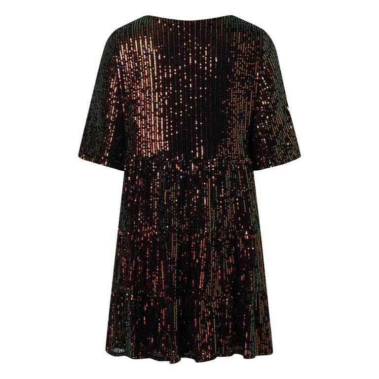 sequin tunic mini dress Women Sequin Mini Dress Short Sleeve Casual Glitter Tunic T Shirt Dress  Tiered Party Club Disco Dance Mini Dresses Elegant Dress for Women Dress  Women Casual Summer Button Dress Short Sleeve Dress