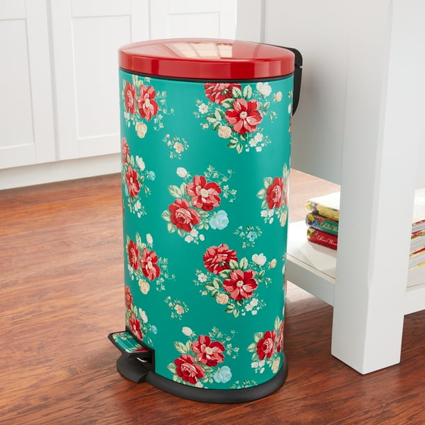 Pioneer Woman Vintage Floral 10.5 gal / 40L Stainless Steel Garbage Can