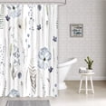 thumbnail image 4 of Decoreagy Shower Curtain 60x72 Inches Blue  Floral Shower Curtain Set for Bathroom, Modern Watercolor Minimalist Aesthetic Shower Curtain, 4 of 13