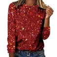 thumbnail image 2 of YMNXA Womens Shirts Long Sleeve Crew Neck Sequins Comfortable Fashion Tops Pullover Ladies Clothes For Daily Wear Red L, 2 of 4