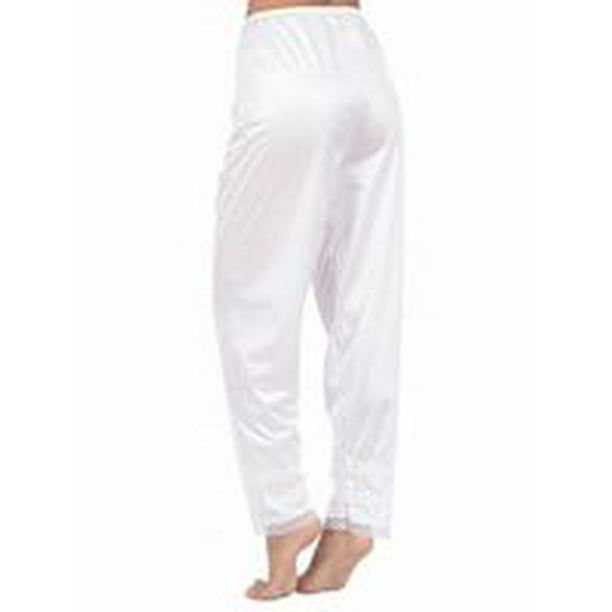 Trousers Women Sleeping Pants Sexy Lace Pajama Pants with Loose Leg, White,  L 