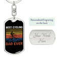 thumbnail image 2 of Best Cycling Dad Ever Stainless Steel or 18k Gold Premium Swivel Dog Tag Keychain, 2 of 10