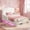 Beige, variant on Toogaho Twin Upholstered Bed,Soft Teddy Fleece,Floor Platform Bed with Guard Rails and Bookcase,Pink