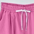 thumbnail image 6 of Fsgntruao Bermuda Shorts for Women Cotton Linen Elastic Waist Knee Length Casual Loose Drawstring Capri Pants with Pockets Wide Leg Pant Summer Shorts, 6 of 6