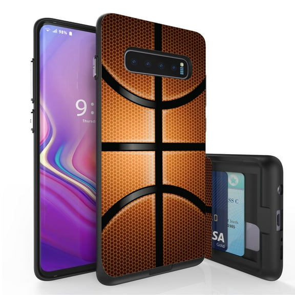 Galaxy S10  Case, Duo Shield Slim Wallet Case   Dual Layer Card Holder For Samsung Galaxy S10  [NOT S10 OR S10e] (Released 2019) Soccer Flame