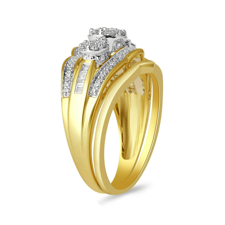 10kt Yellow Gold Womens Princess Diamond Cluster Bridal Wedding Engagement  Ring 1/2 Cttw - Size 10 - Landmark Jewelers ltd