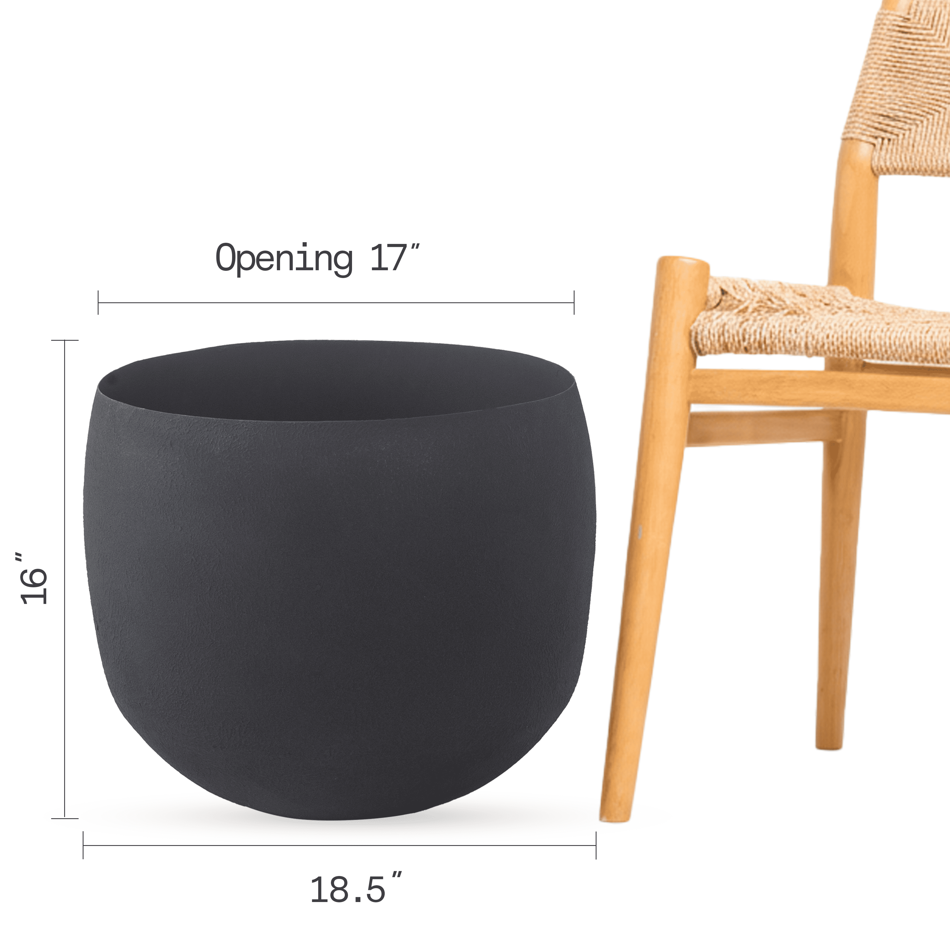 Fab Habitat Eden Handmade Round Metal Planters in Midnight Finish with Drainage Holes