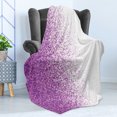 thumbnail image 4 of Magenta Soft Flannel Fleece Throw Blanket, Computer Art Style Tile Mosaic Squared Complex Pixel Party Mix Concept, Cozy Plush for Indoor and Outdoor Use, 50" x 60", Purple White, by Ambesonne, 4 of 5