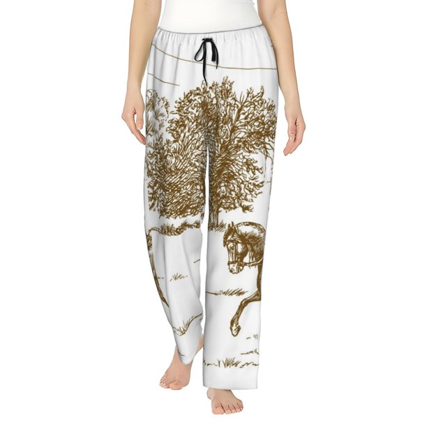 Balery Horse Rider In Field Pantalones de pijama para mujer, pijamas ultraligeros, pantalones de estar por casa-Medium