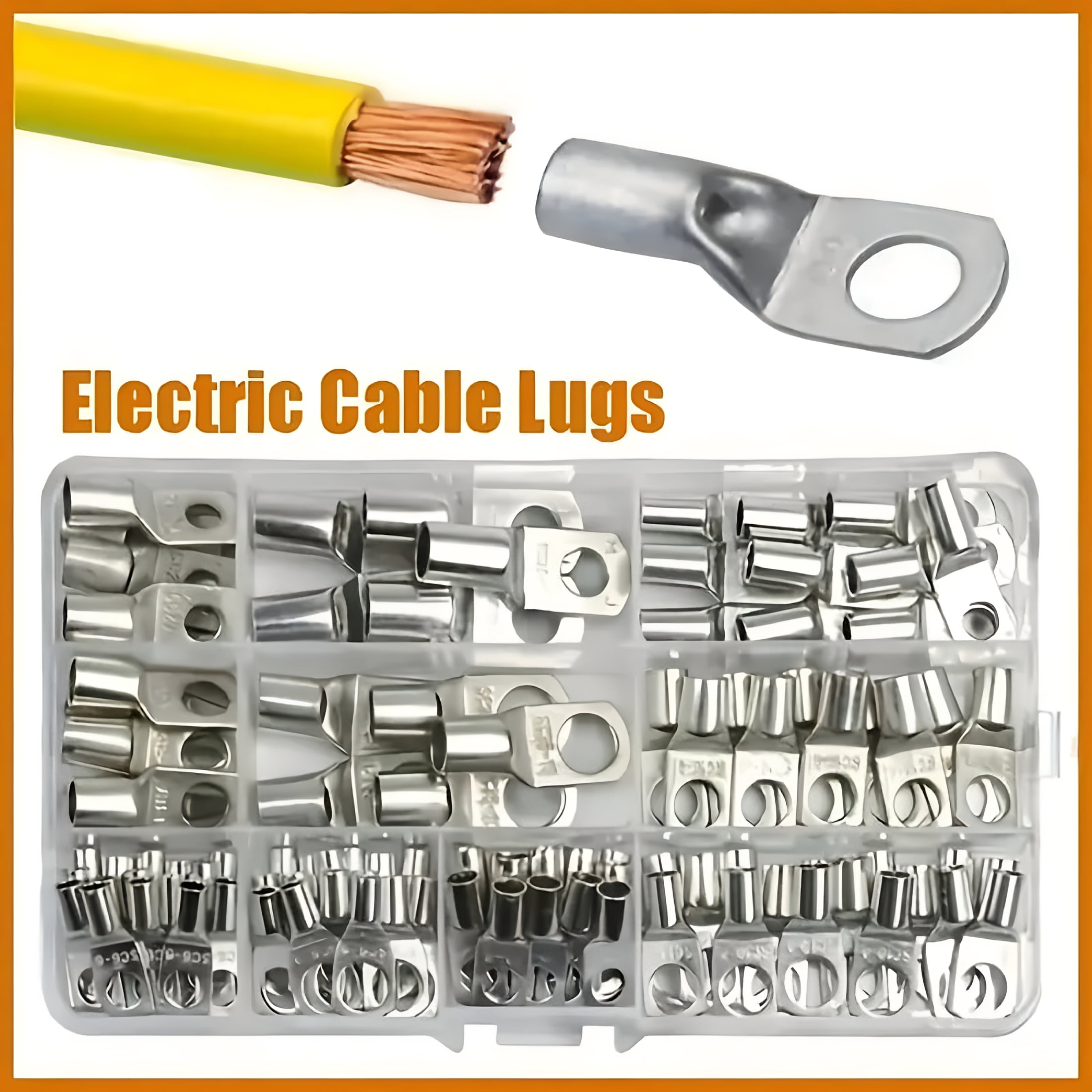 GJX 100pcs Terminal Connectors, Ring Terminals Connectors, Battery Cable Ends Kit, Peephole Copper Tube Terminal SC Terminal Block
