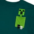 thumbnail image 4 of Minecraft Creeper Pocket Crew Neck Short Sleeve Boy's Green Colorblock T-shirt-8, 4 of 4