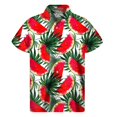 thumbnail image 3 of Camisas hawaianas con estampado 3D de sandía tropical para mí, camisas de verano de manga corta con botones, ropa para hombre, blusa con solapa, 3 of 5