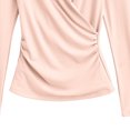thumbnail image 6 of Bxsruta Women's Long Sleeve Wrap Top V Neck Ruched Blouse Slim Fit Workwear Shirt, 6 of 8