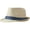 Beige + blue, variant on Byfri Straw Panama Jazz Hat Wide Brim Sun Fedora Hat for Beach Travel Beige Khaki 56-58cm