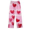 thumbnail image 5 of Cavosen Valentine's Day Cozy Pajamas for Women Long Sleeve Soft Lapel Shirt Wide Leg Pants Heart Printed Breathable Casual Nightwear Hot Pink S, 5 of 6