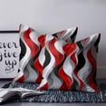 thumbnail image 2 of 26x26 Pillow Covers Set of 2, Red Black Grey Throw Pillow Covers Decorative Couch Cushion Case, Moire Modern Artwork Abstract Microfiber Square Pillowcases for Bedroom Car Living Room, 2 of 7