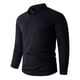 thumbnail image 1 of Blusa y camisa de manga larga con cuello vuelto para hombre, color liso, informal, elástica, deportiva, con botones, blusa de manga larga con cuello vuelto para hombre, tops de poliéster para hombre, 1 of 6