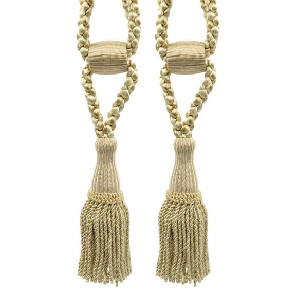 DECOPRO Beautiful Curtain & Drapery Tassel Tieback, Adjustable Cord Length with Elegant Bullion Design, Tassel Length 5 1/2" (14cm), Spread 24" (61cm) # TBC055SPR24, #PR01 Set of 2