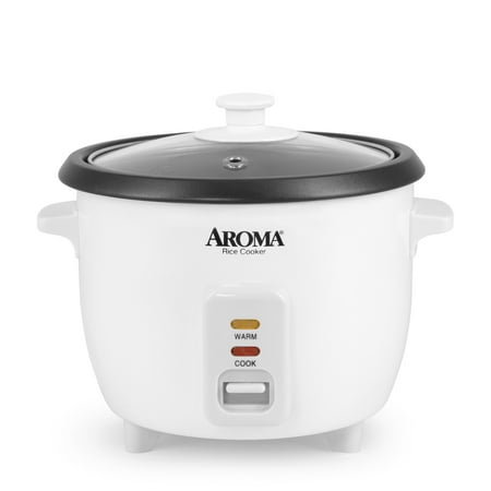Aroma 6 Cup Non-Stick Pot Style White Rice Cooker  3 Piece