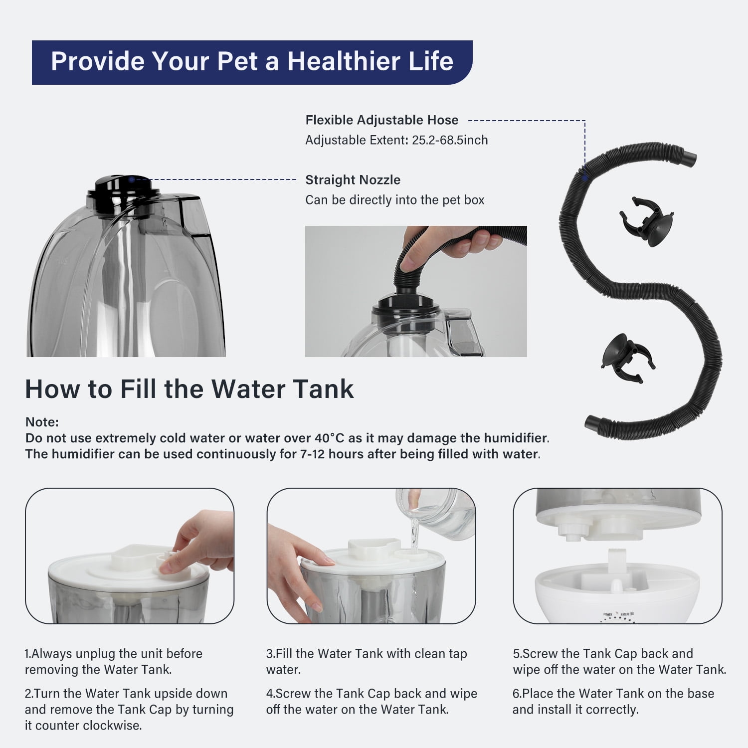 Reptile Humidifiers,Reptile Fogger Terrariums Tank Humidifier Fog Machine Mister,Ideal for Paludarium/Vivarium/Amphibians/Herps (Water Capacity: 1 Gallon/4L)