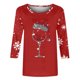 thumbnail image 3 of Navidad Mujeres Tops, Manga 3/4 Cuello Redondo Suéter con Impresión de Vacaciones, Camiseta de Manga Larga, 3 of 5
