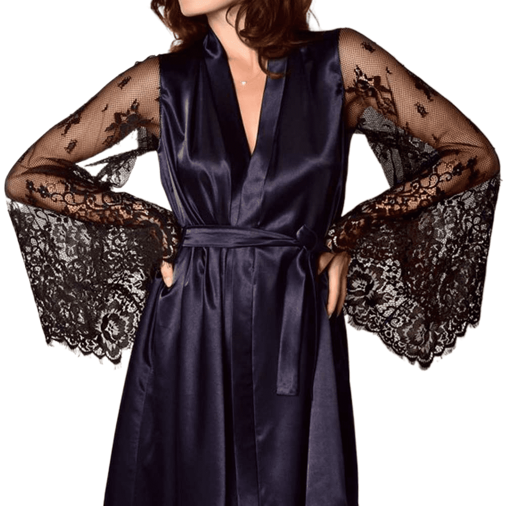 Eyicmarn Women's Night Robes with Removable Waist Belt, Long Sheer