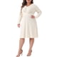 thumbnail image 4 of Vestidos de mujer de talla grande Agnes Orinda, de manga larga, elegantes, de punto, con cuello en V cruzado, vestido midi 4X beige, 4 of 6