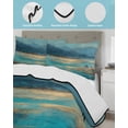 thumbnail image 4 of Teal Golden Oil Painting Twin XL Size Down Alternative Comforter, Lightweight Comforter Quilt Bedding Set with Pillow Shams Modern Art Retro Abstract All Seasons Bed Comforter Duvet Insert 68"x98", 4 of 7