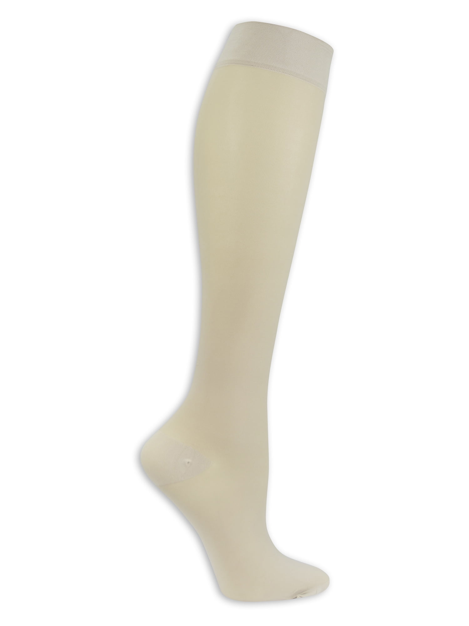 Women Graduated Compression Support Socks, Sheer Beige, Large (2Pack