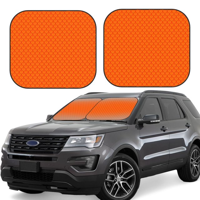 Fotbe Orange Scales Juego de 2 Piezas de Parasoles para Parabrisas | Bloqueador Solar para Auto | Accesorios Plegables para Protección Solar Interior-Large