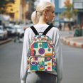 thumbnail image 7 of FORMRS Mini Backpack Purse for Women Quilted Travel Daypack Casual Shoulder Bag, Purple Geometric, 7 of 7