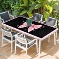 thumbnail image 2 of Pink Bowknot Table Cloths for 5 Foot Rectangle Tables, Shining Stars Vintage White Plaid Black Patio Waterproof Elastic Fitted Tablecloths, Washable Rectangular Table Cover for Camping, 2 of 8
