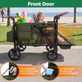 thumbnail image 4 of Vomeast Upgrade Wagon Stroller for 4 Kids, 4-Seater Outdoor Baby Stroller Wagon with Canopy, 5-Point Harness, Adjustable Handle(Green), 4 of 12