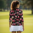 thumbnail image 6 of HUIACONG Christmas Women Golf Polo Shirts with Glitter Bauble Bow Pattern, 3/4 Sleeve Quarter Zip Athletic Tops for Golf, Outdoor Training and Sports, 6 of 10