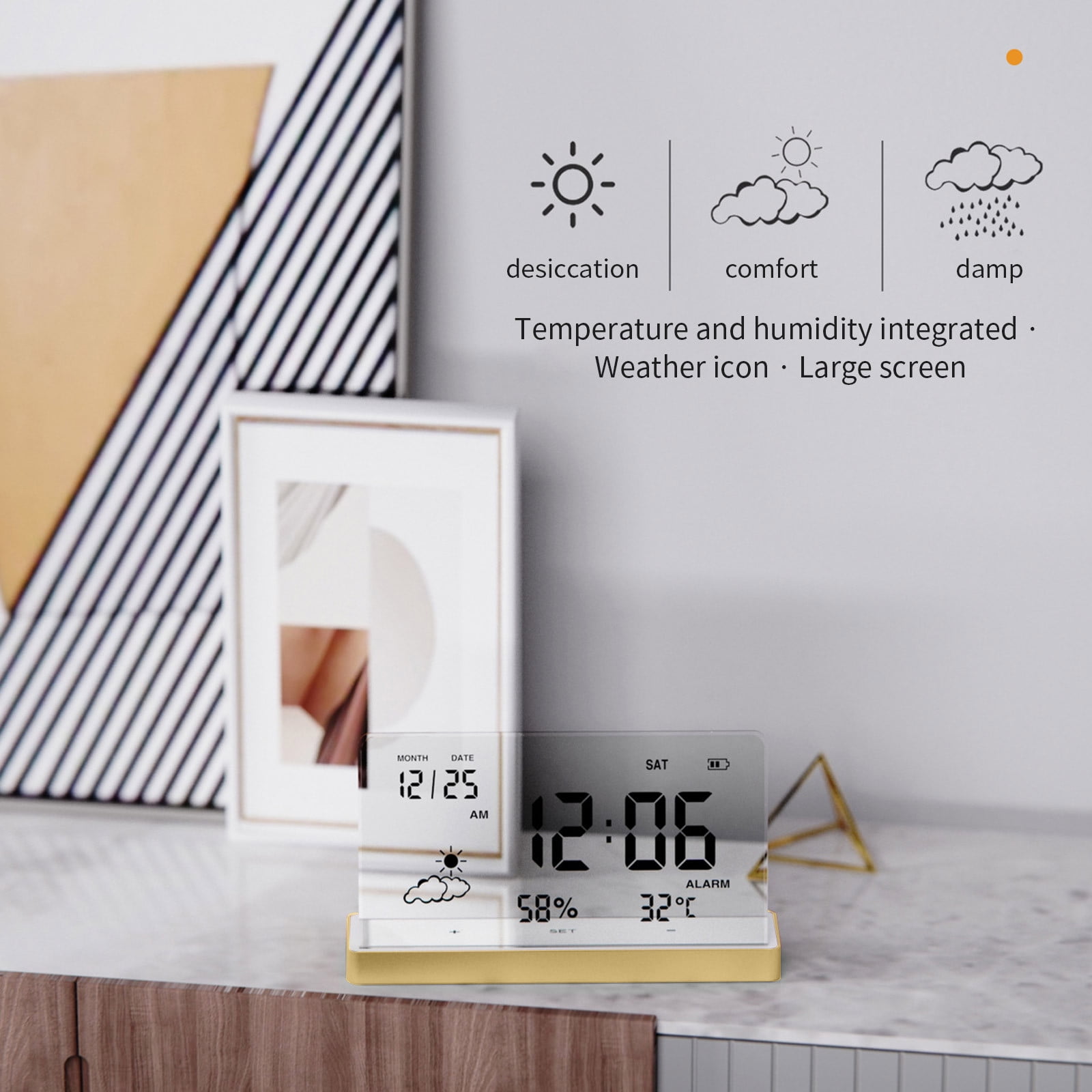 CASAFUN Digital Alarm Clock for Students Workers,Creative Clear Digital Clock with Transparent Large Screen Temp/Humidity/Date Display Electronic Alarm Clock back to School Supplies